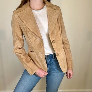 Vintage suede‎ leather blazer lightweight tan genuine size 3X western modern
